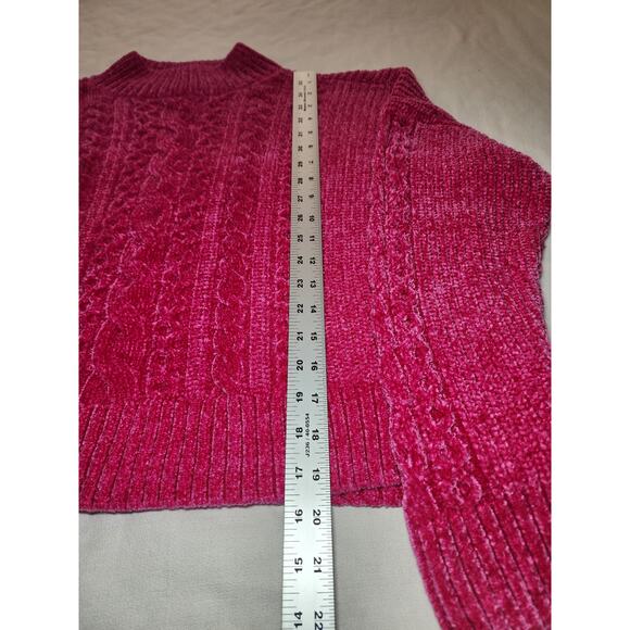 Rachel Zoe Crop Sweater Hot Pink Womens Size L - Picture 5 of 6